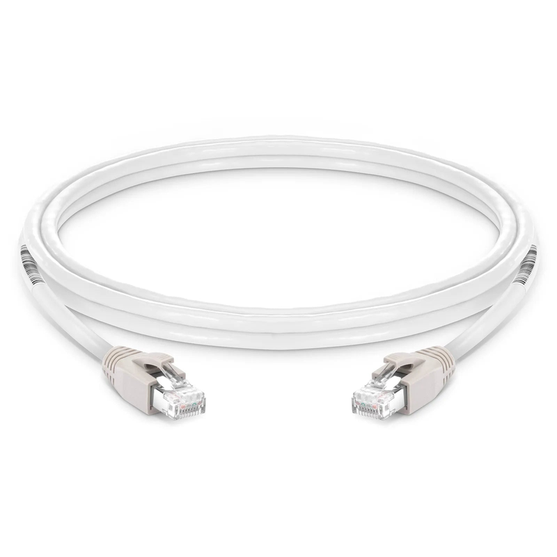 7ft (2.1m) Cat8 24AWG Snagless Shielded (S/FTP) PVC CM Ethernet Network Patch Cable, PoE++, 40G, 2GHz, Off-White