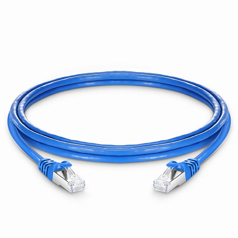8ft (2.4m) Cat6 26AWG Snagless Shielded (S/FTP) PVC CM Ethernet Network Patch Cable, Blue