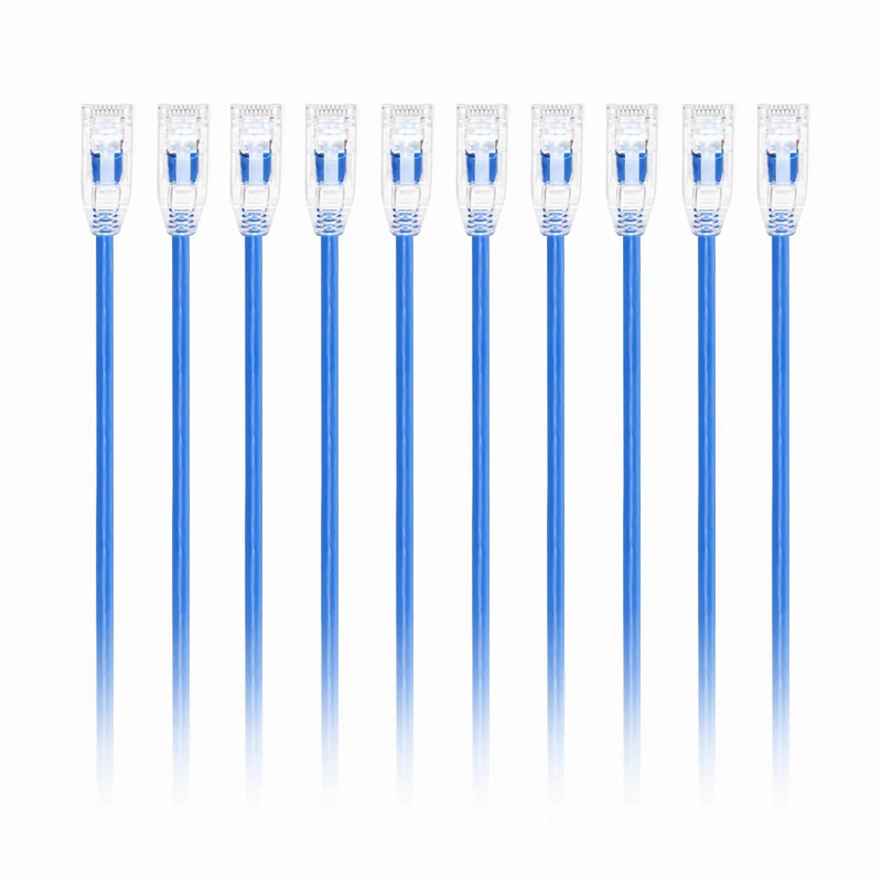 8in (0.2m) Cat6 28AWG Snagless Unshielded (U/UTP) PVC CM Small Diameter High-Flex Ethernet Network Patch Cable, Blue (10pcs/pack)