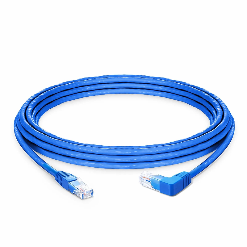15ft (4.6m) 90 Degree Cat6 26AWG Snagless Unshielded (U/UTP) PVC CM Ethernet Network Patch Cable, RJ45 Right Angle UP Male to RJ45 Male, Blue