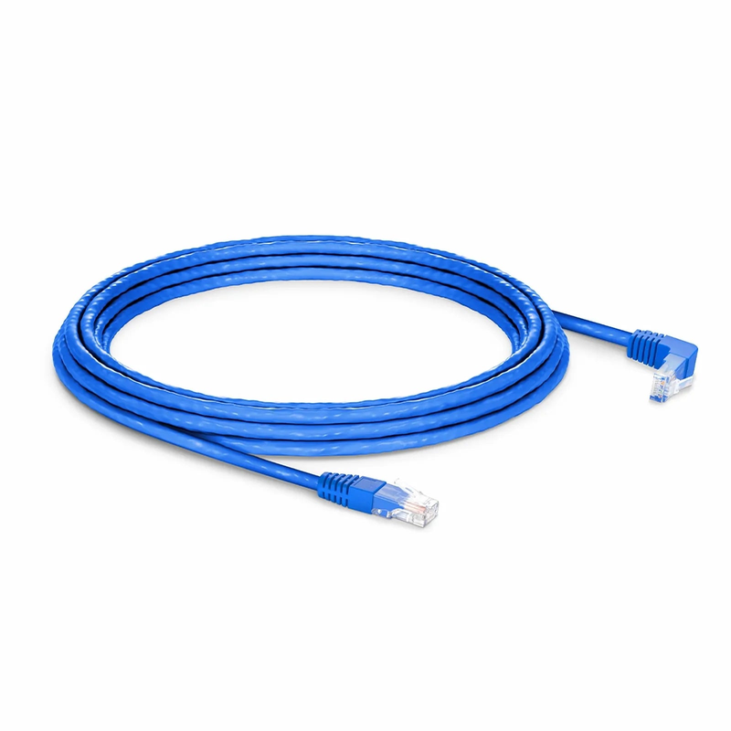 15ft (4.6m) 90 Degree Cat6 26AWG Snagless Unshielded (U/UTP) PVC CM Ethernet Network Patch Cable, RJ45 Right Angle UP Male to RJ45 Male, Blue