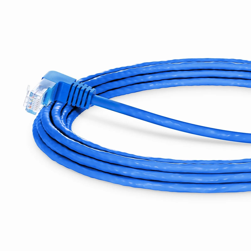 15ft (4.6m) 90 Degree Cat6 26AWG Snagless Unshielded (U/UTP) PVC CM Ethernet Network Patch Cable, RJ45 Right Angle UP Male to RJ45 Male, Blue