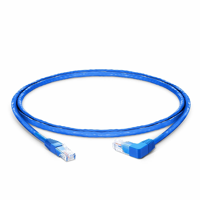 3ft (0.9m) 90 Degree Cat6 26AWG Snagless Unshielded (U/UTP) PVC CM Ethernet Network Patch Cable, RJ45 Right Angle UP Male to RJ45 Male, Blue