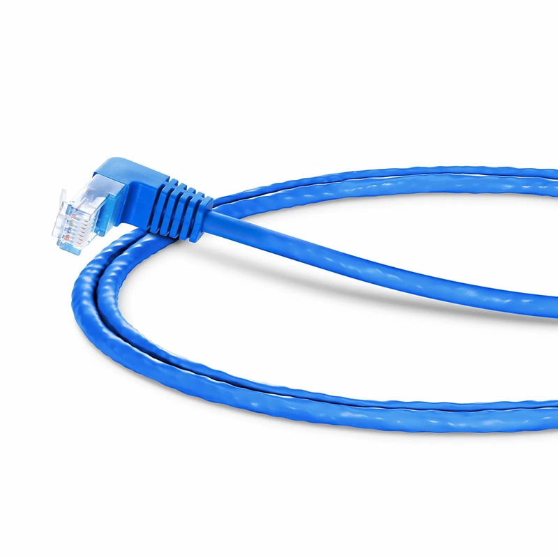 3ft (0.9m) 90 Degree Cat6 26AWG Snagless Unshielded (U/UTP) PVC CM Ethernet Network Patch Cable, RJ45 Right Angle UP Male to RJ45 Male, Blue