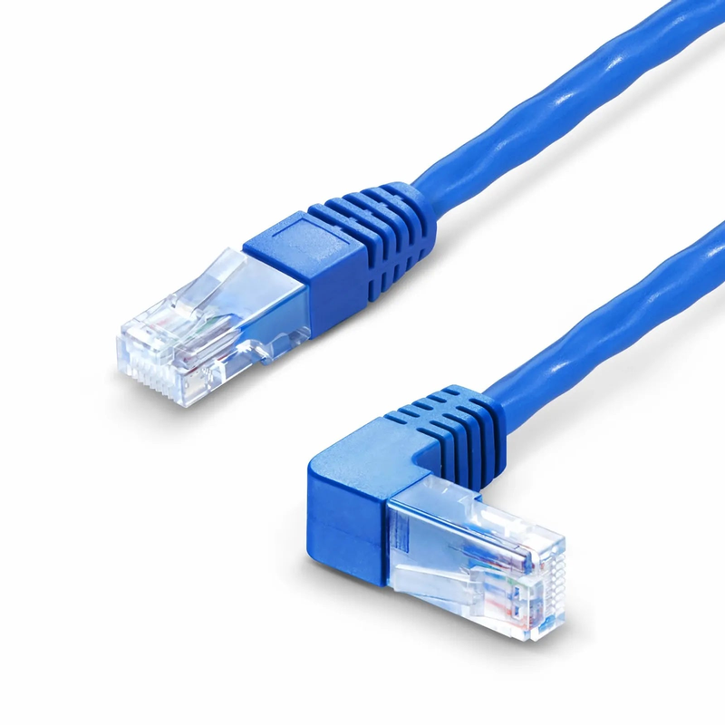 3ft (0.9m) 90 Degree Cat6 26AWG Snagless Unshielded (U/UTP) PVC CM Ethernet Network Patch Cable, RJ45 Right Angle UP Male to RJ45 Male, Blue