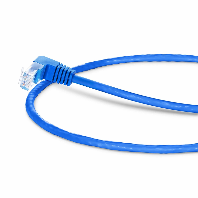 1ft (0.3m) 90 Degree Cat6 26AWG Snagless Unshielded (U/UTP) PVC CM Ethernet Network Patch Cable, RJ45 Right Angle UP Male to RJ45 Male, Blue