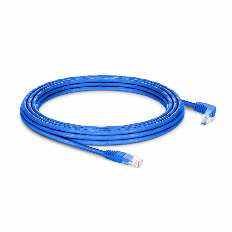 25ft (7.6m) 90 Degree Cat6 26AWG Snagless Unshielded (U/UTP) PVC CM Ethernet Network Patch Cable, RJ45 Right Angle UP Male to RJ45 Male, Blue