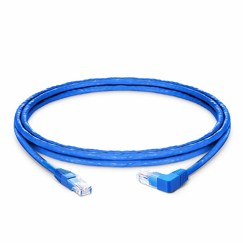 5ft (1.5m) 90 Degree Cat6 26AWG Snagless Unshielded (U/UTP) PVC CM Ethernet Network Patch Cable, RJ45 Right Angle UP Male to RJ45 Male, Blue