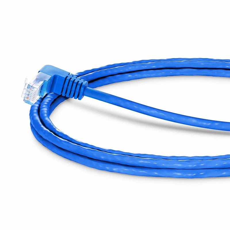5ft (1.5m) 90 Degree Cat6 26AWG Snagless Unshielded (U/UTP) PVC CM Ethernet Network Patch Cable, RJ45 Right Angle UP Male to RJ45 Male, Blue