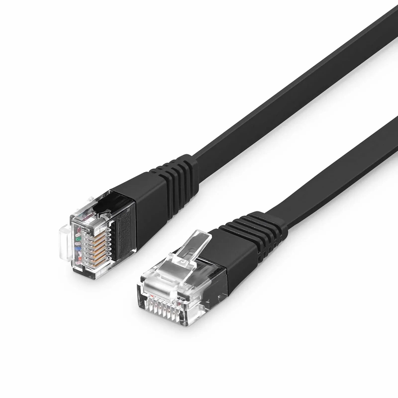 5ft (1.5m) Flat Cat6 32AWG Snagless Unshielded (U/UTP) PVC Ethernet Network Patch Cable, Black