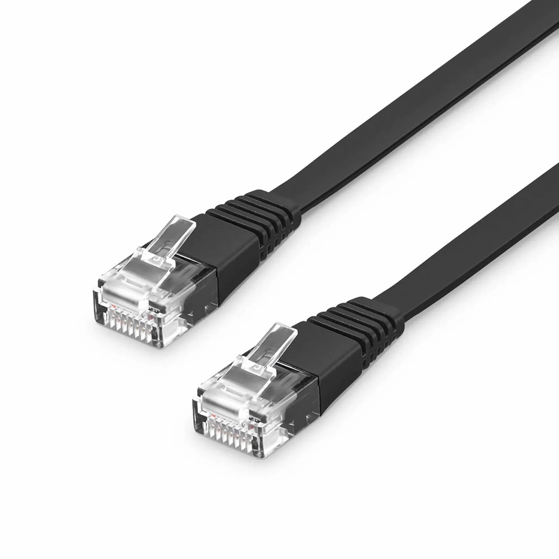 3ft (0.9m) Flat Cat6 32AWG Snagless Unshielded (U/UTP) PVC Ethernet Network Patch Cable, Black