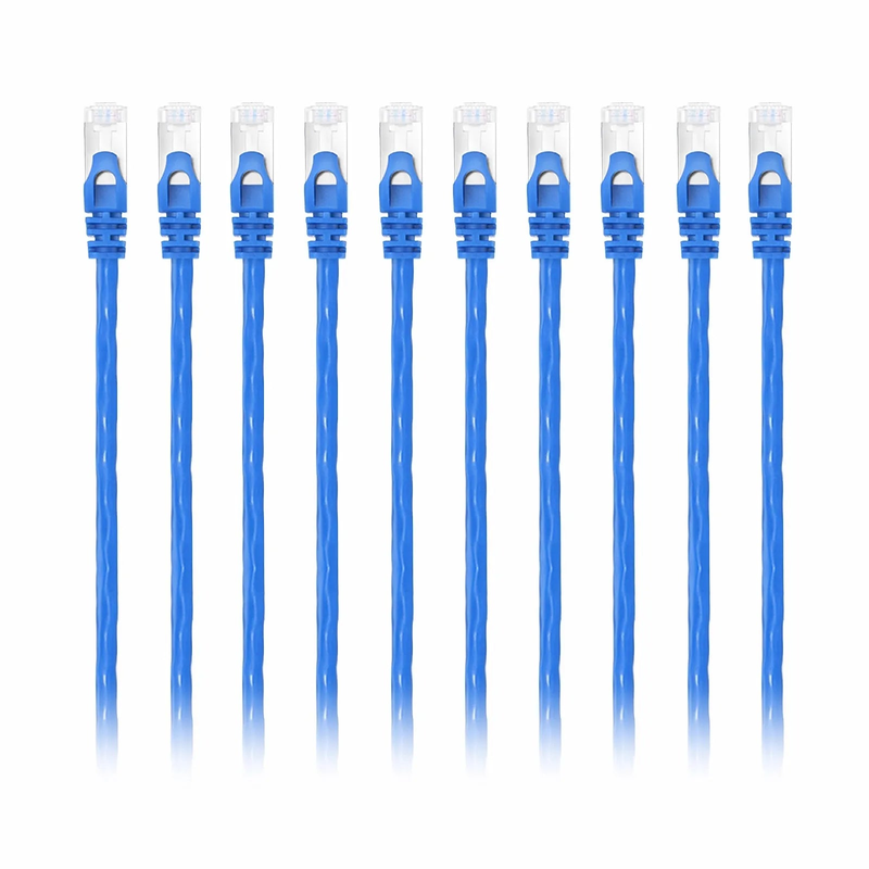 1ft (0.3m) Cat6a 26AWG Snagless Shielded (S/FTP) PVC CM Ethernet Network Patch Cable, Blue, 10Pcs/pack
