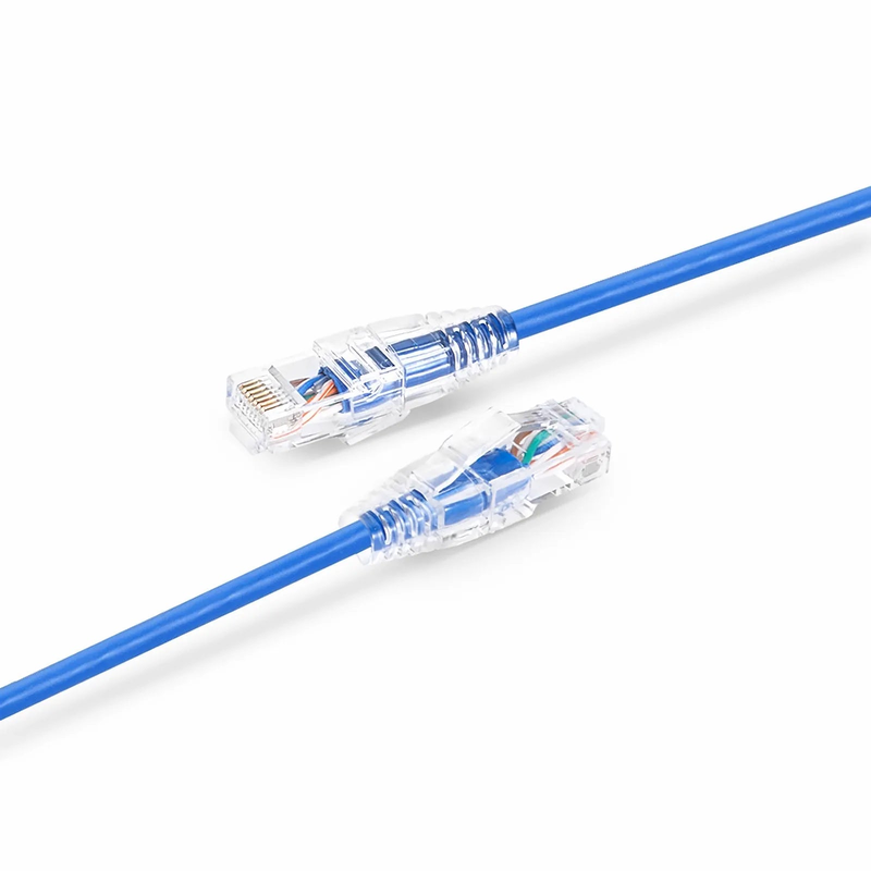 8in (0.2m) Cat6 28AWG Snagless Unshielded (U/UTP) PVC CM Small Diameter High-Flex Ethernet Network Patch Cable, Blue