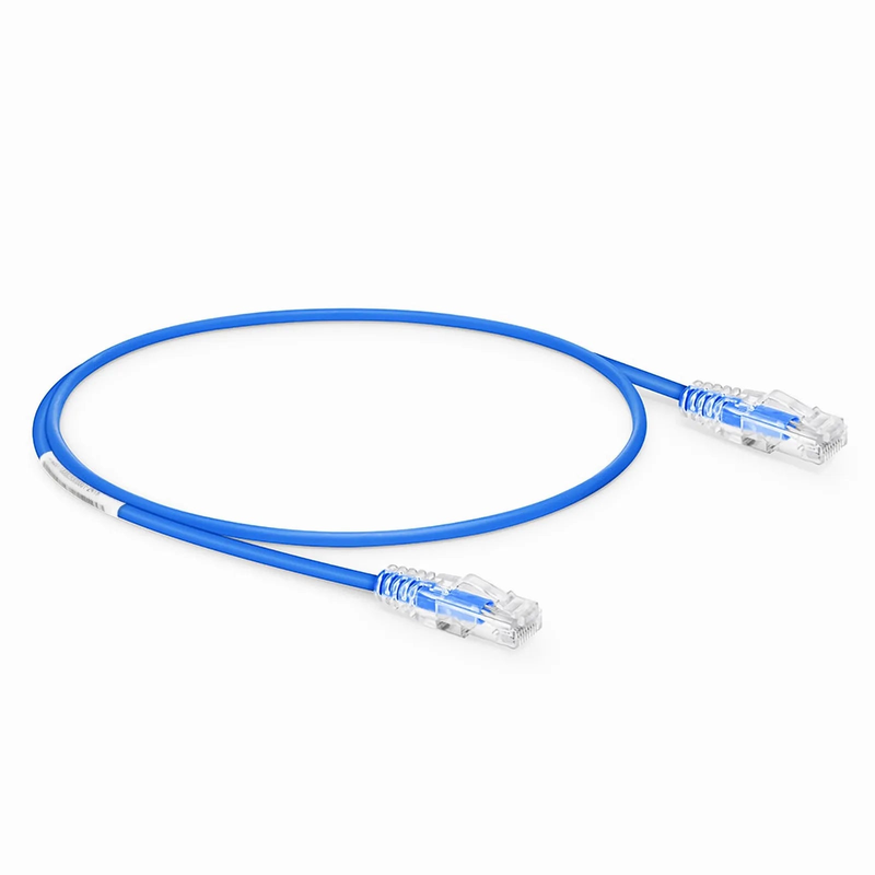 1.5ft (0.5m) Cat6 28AWG Snagless Unshielded (U/UTP) PVC CM Small Diameter High-Flex Ethernet Network Patch Cable, Blue