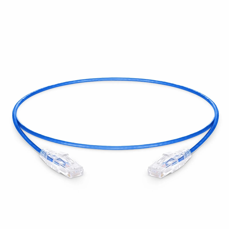 1ft (0.3m) Cat6a 28AWG Snagless Unshielded (U/UTP) PVC CM Small Diameter High-Flex Ethernet Network Patch Cable, Blue