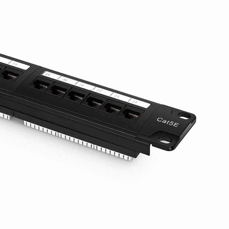 Cat5e 110-Style Patch Panel, 24-Port, 1RU, Cable Management Bar Included