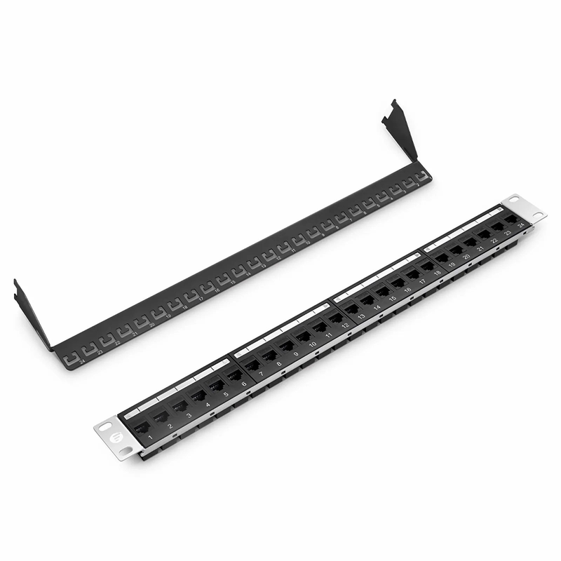 Cat5e Coupler Patch Panel, 24-Port, 1RU, Cable Management Bar Included