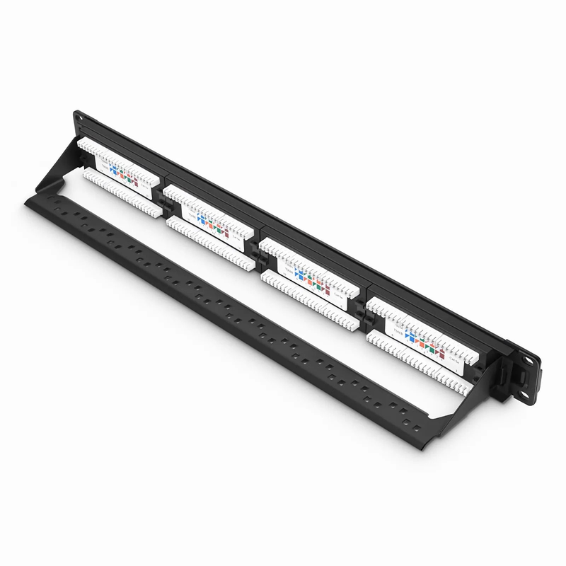 Cat5e 110-Style Patch Panel, 24-Port, 1RU, Cable Management Bar Included