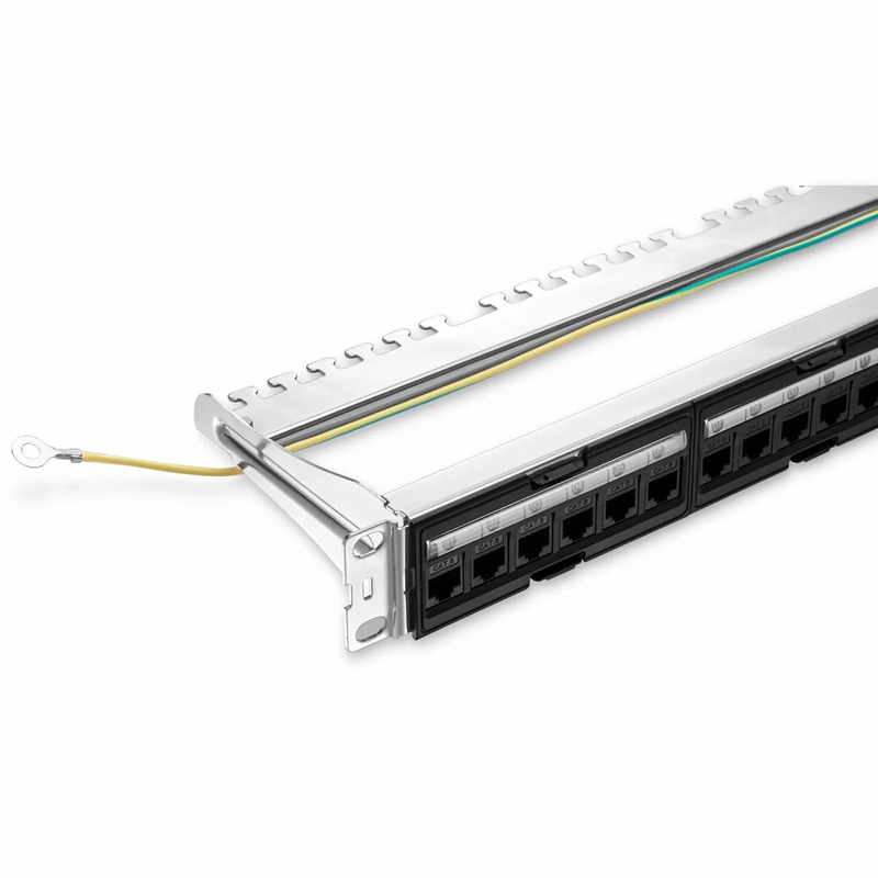 FDMP Cat6a Unshielded Coupler Recessed Patch Panel, 24-Port, 1RU, Cable Management Bar Included