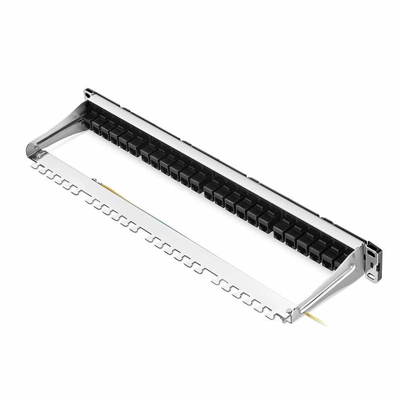 FDMP Cat6 Unshielded Coupler Recessed Patch Panel, 24-Port, 1RU, Cable Management Bar Included