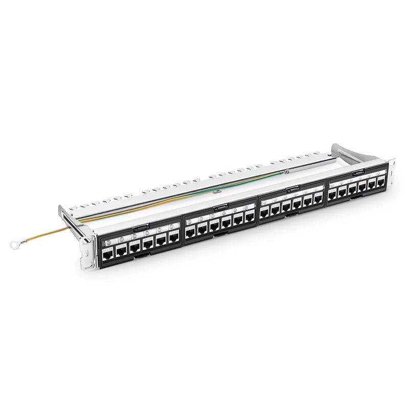 FDMP Cat6a 110-Style Shielded Recessed Patch Panel, 24-Port, 1RU, Cable Management Bar Included