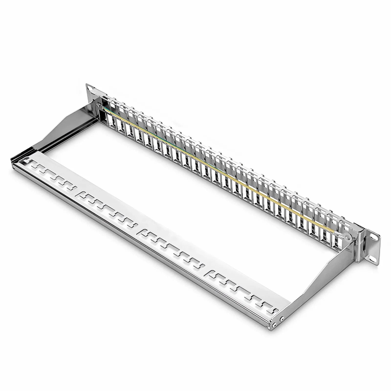 FDMP Blank Shielded/UnShielded Flat Patch Panel for Keystone Modules, 48-Port, 1RU, Cable Management Bar Included