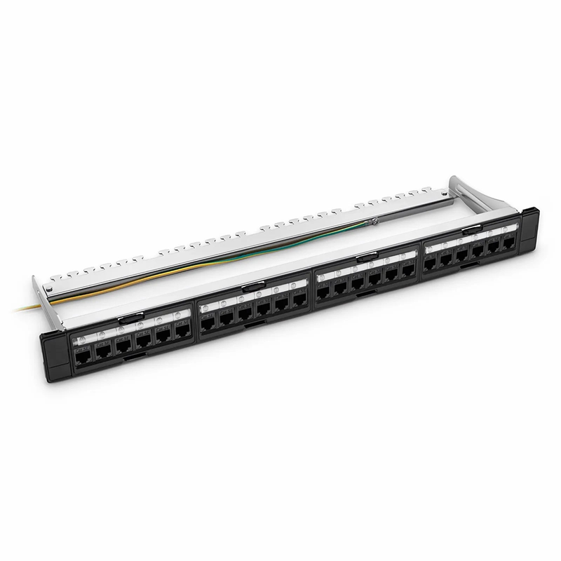 FDMP Cat5e 110-Style Unshielded Recessed Patch Panel, 24-Port, 1RU, Cable Management Bar Included