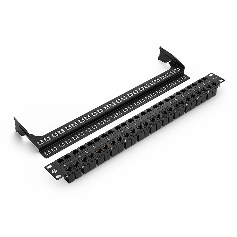 Cat6 High Density Coupler Patch Panel, 48-Port, 1RU, Cable Management Bar Included