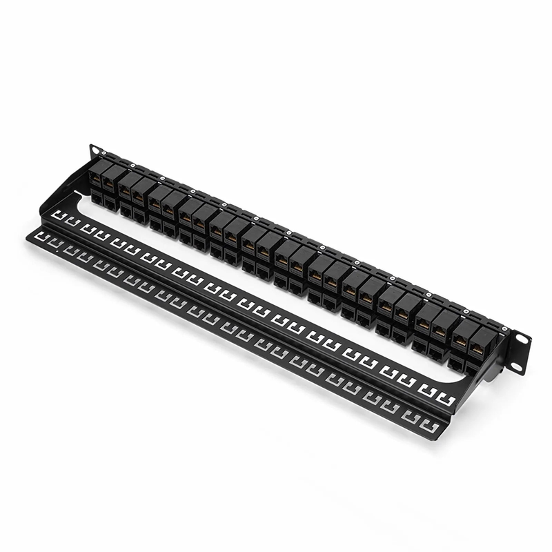 Cat6 High Density Coupler Patch Panel, 48-Port, 1RU, Cable Management Bar Included