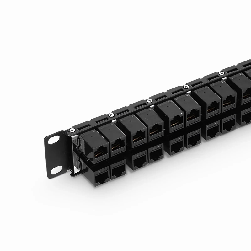 Cat6 High Density Coupler Patch Panel, 48-Port, 1RU, Cable Management Bar Included