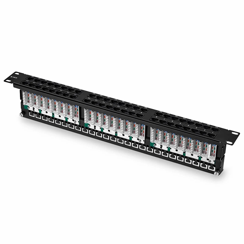 Cat6 110-Style Patch Panel, 48-Port, 1RU, Cable Management Bar Included