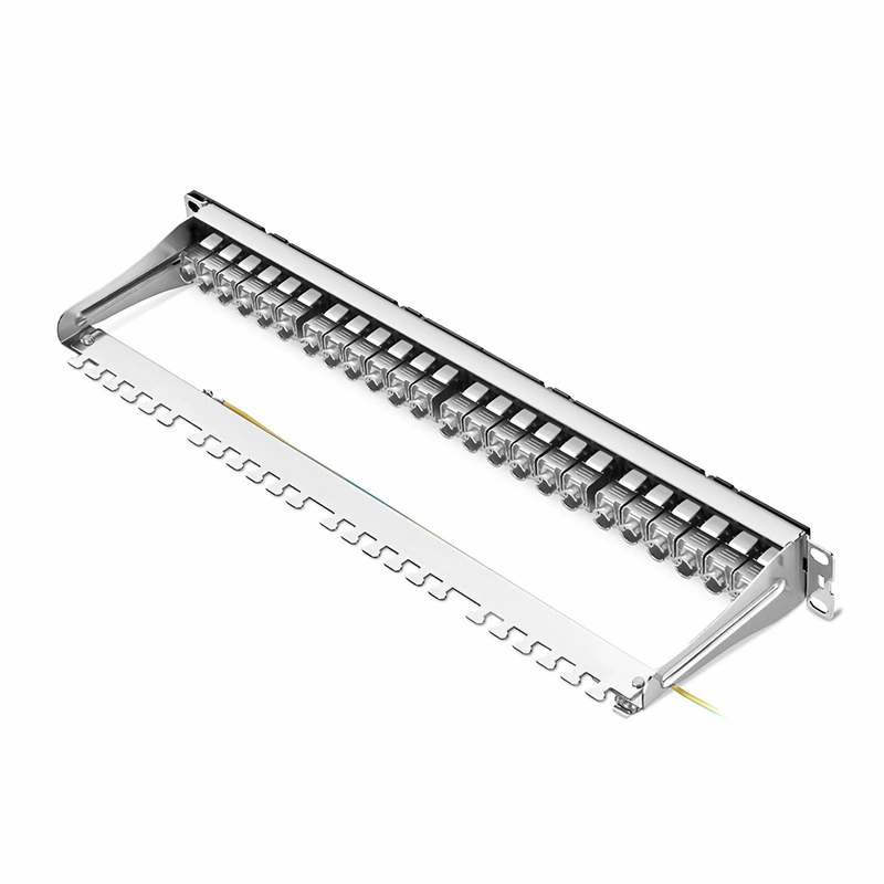 FDMP Cat6a 110-Style Shielded Recessed Patch Panel, 24-Port, 1RU, Cable Management Bar Included
