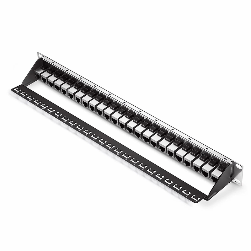 Cat5e Coupler Patch Panel, 24-Port, 1RU, Cable Management Bar Included