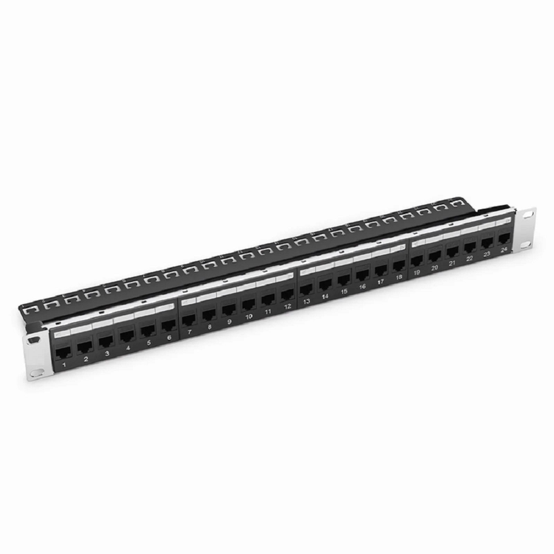 Cat5e Coupler Patch Panel, 24-Port, 1RU, Cable Management Bar Included