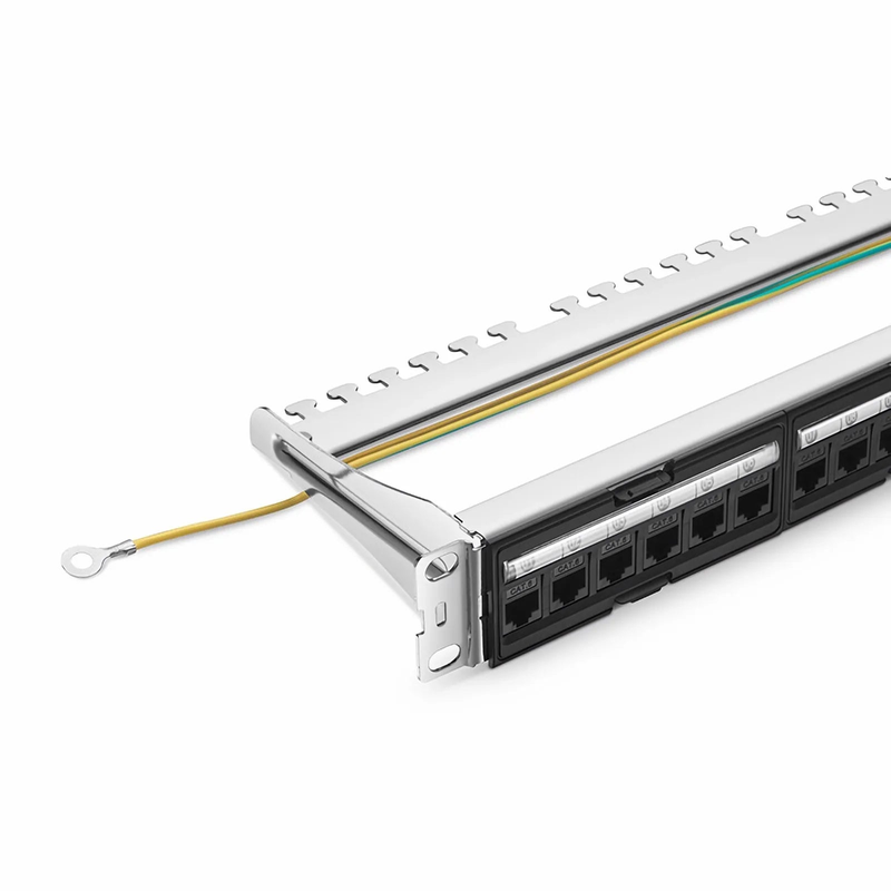 FDMP Cat6 Unshielded Coupler Recessed Patch Panel, 24-Port, 1RU, Cable Management Bar Included