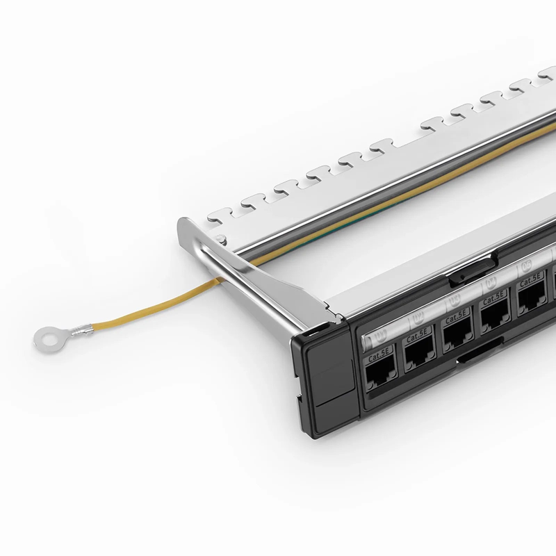 FDMP Cat5e 110-Style Unshielded Recessed Patch Panel, 24-Port, 1RU, Cable Management Bar Included