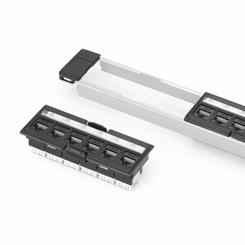 FDMP Cat6 110-Style Unshielded Recessed Patch Panel, 24-Port, 1RU, Cable Management Bar Included