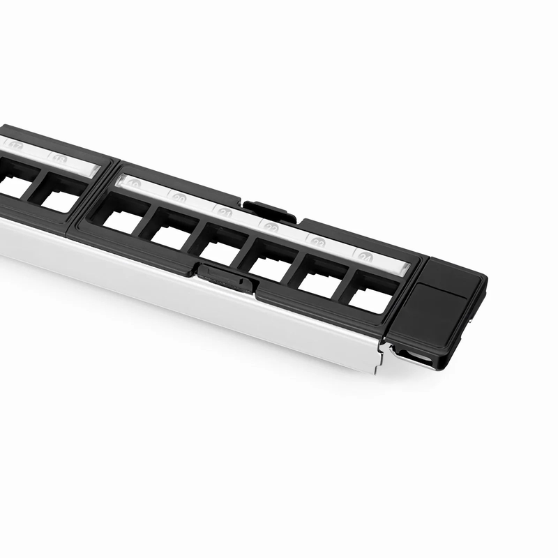 FDMP Blank Shielded/UnShielded Recessed Patch Panel for Keystone Modules, 24-Port, 1RU, Cable Management Bar Included, Black