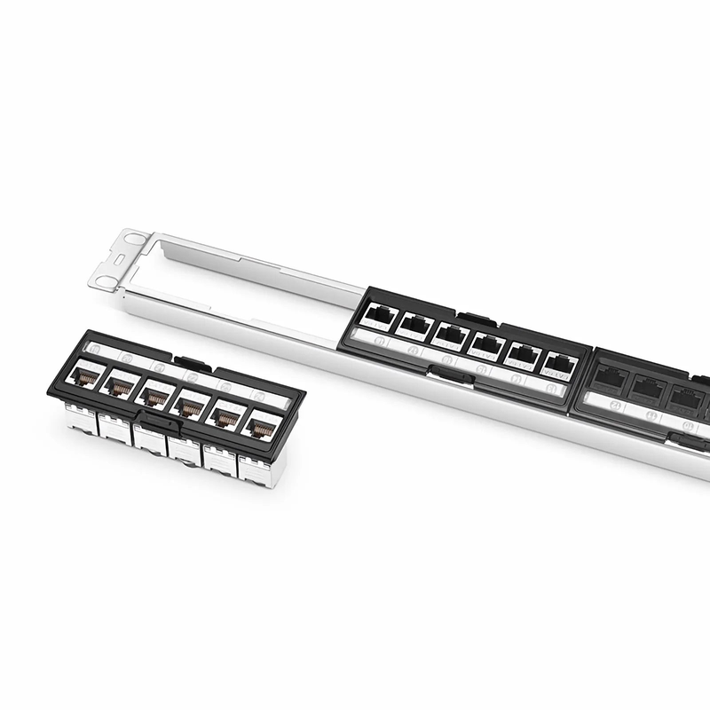 FDMP Cat6a 110-Style Shielded Recessed Patch Panel, 24-Port, 1RU, Cable Management Bar Included