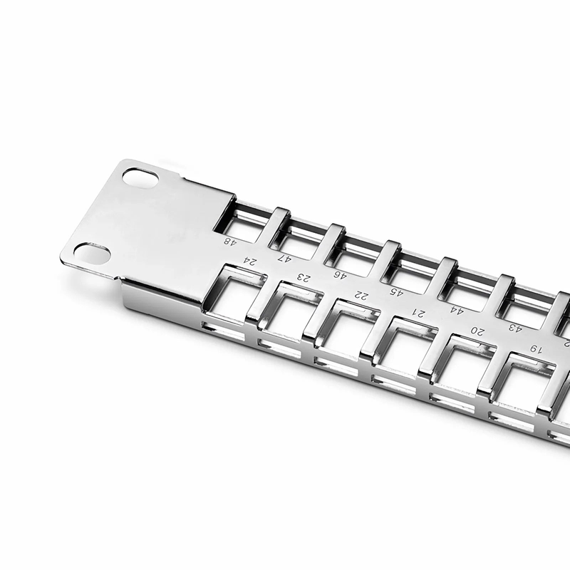 FDMP Blank Shielded/UnShielded Flat Patch Panel for Keystone Modules, 48-Port, 1RU, Cable Management Bar Included