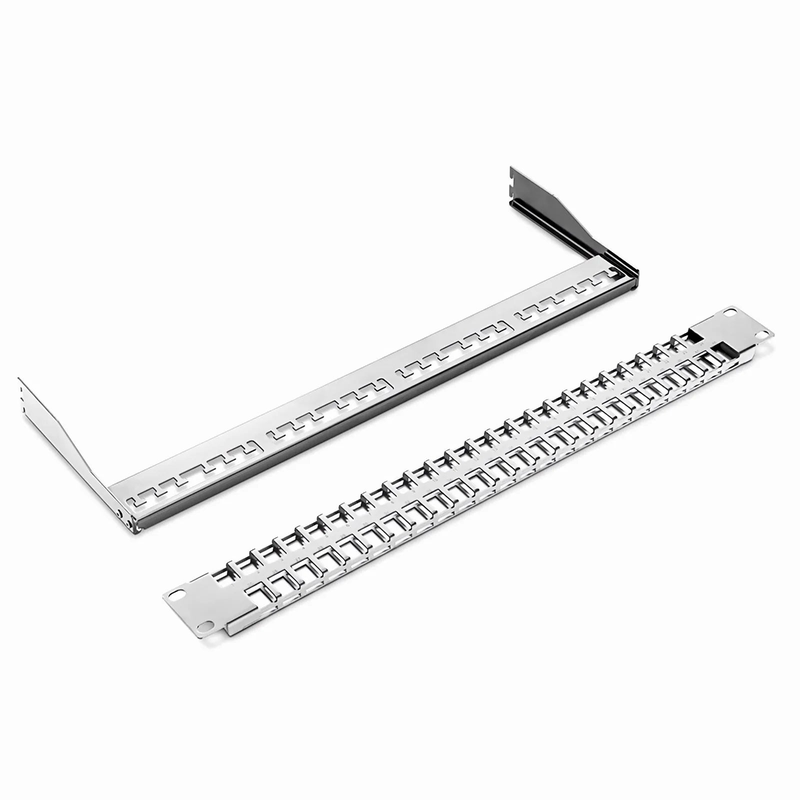 FDMP Blank Shielded/UnShielded Flat Patch Panel for Keystone Modules, 48-Port, 1RU, Cable Management Bar Included