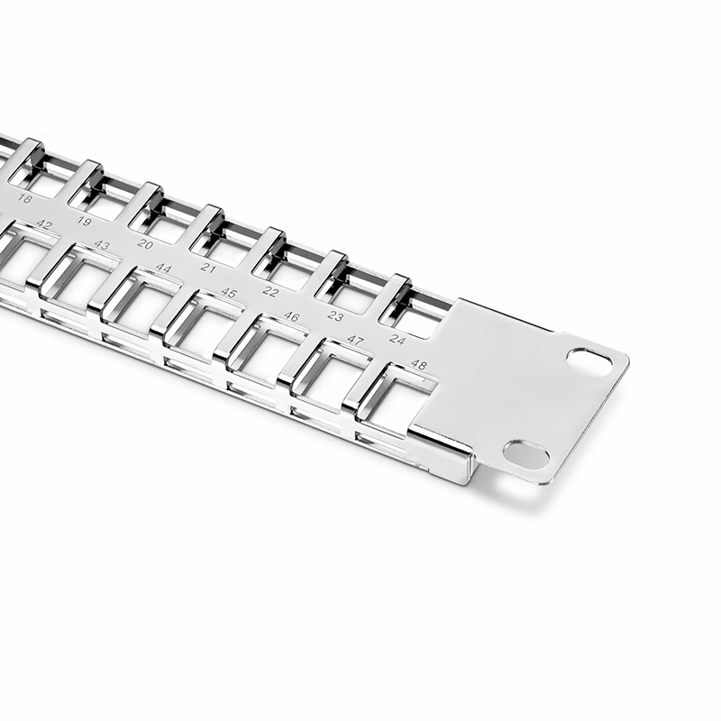 FDMP Blank Shielded/UnShielded Flat Patch Panel for Keystone Modules, 48-Port, 1RU, Cable Management Bar Included