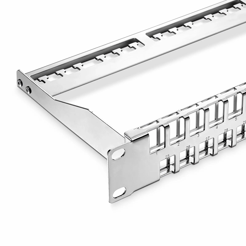 FDMP Blank Shielded/UnShielded Flat Patch Panel for Keystone Modules, 48-Port, 1RU, Cable Management Bar Included