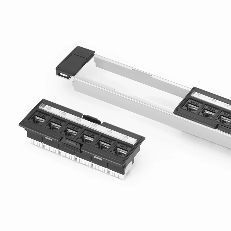 FDMP Cat5e 110-Style Unshielded Recessed Patch Panel, 24-Port, 1RU, Cable Management Bar Included