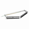 FDMP Blank Shielded/UnShielded Angled Recessed Patch Panel for Keystone Modules, 24-Port, 1RU, Cable Management Bar Included, Black