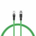 3.3ft (1m) Industrial M12D/4M to RJ45 Cordsets CAT7-FTP PVC Ethernet Network Patch Cable, Green, Profinet A