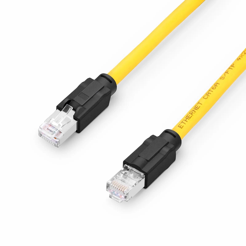 3.3ft (1m) Industrial Cat6a Shielded (S/FTP) PUR Ethernet Network Patch Cable, Yellow