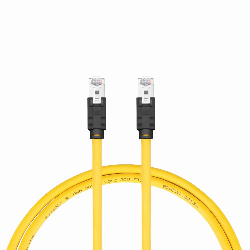 10ft (3m) Industrial Cat6a Shielded (S/FTP) PUR Ethernet Network Patch Cable, Yellow