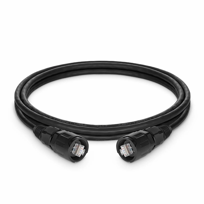 6.6ft (2m) Industrial Cat6 Non-booted Shielded (SFTP) PVC IP65 Ethernet Network Patch Cable, Black