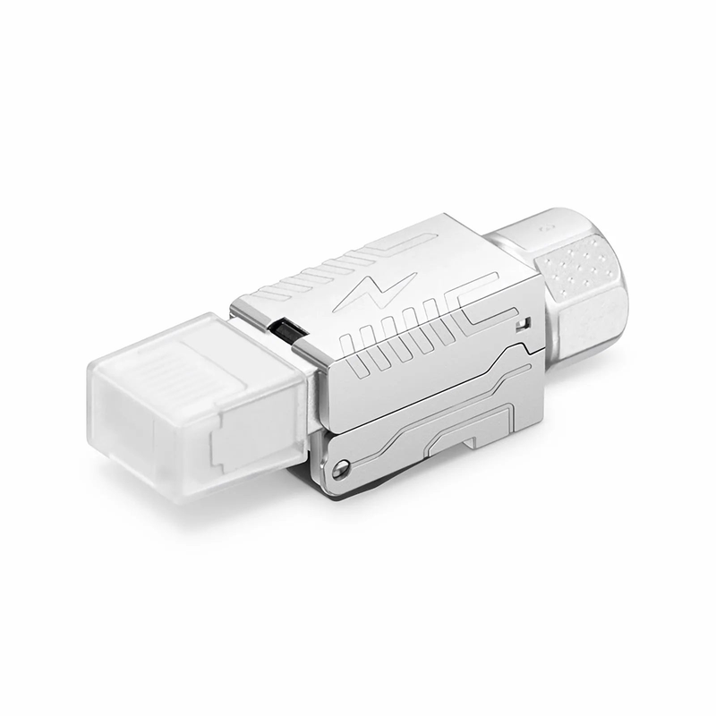 Cat8 RJ45 Tool-Free Modular Plugs, Shielded Network Connectors for 22~24AWG Twisted Pair Solid or Stranded Cable (10/Pack)